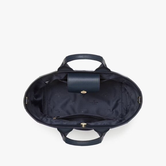 NEW - Kate Spade Woven Tote Bag - Navy, Green, Cream - Picture 4 of 5